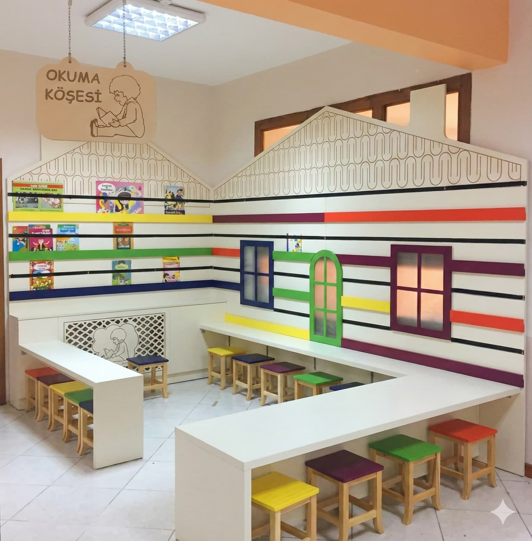 Renkli Ev Konseptli Eğitici Okuma ve Etkinlik Köşesi - Görsel 1