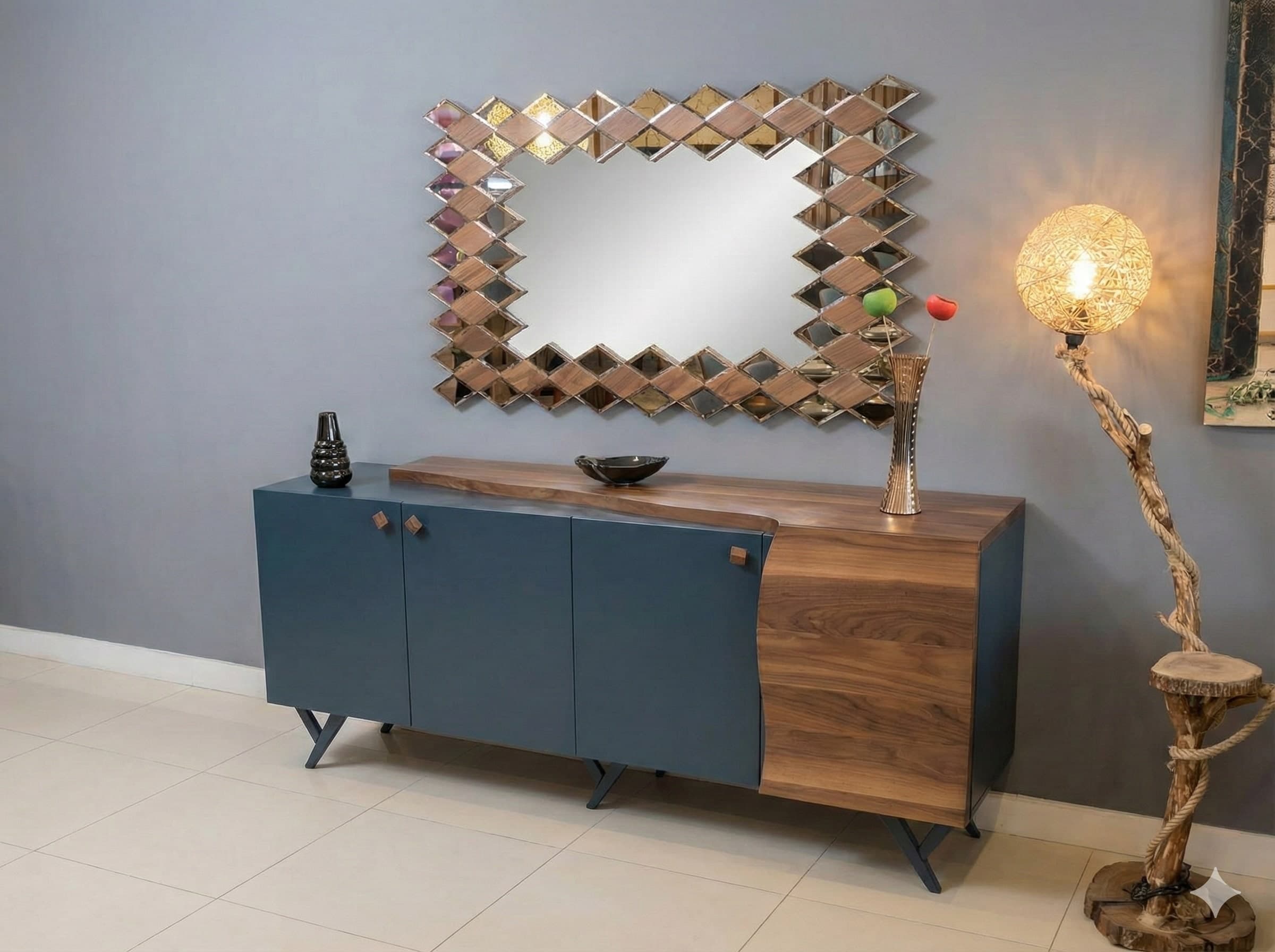 Modern Antrasit Lake ve Ceviz Tasarım Konsol - Görsel 1